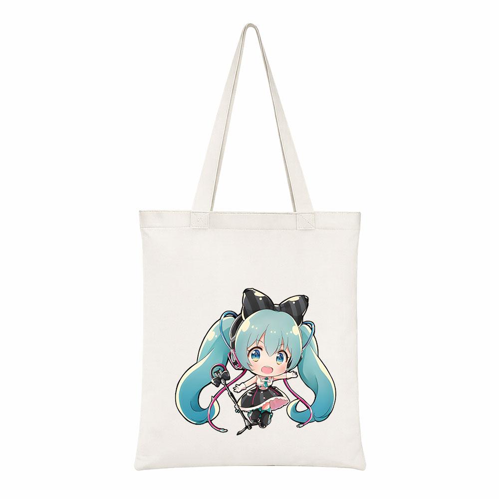 Cute Chibi Anime Girl Canvas Tote Bag Fashionable Daily Shoulder Handbag Collectible Merchandise Gift For Fans