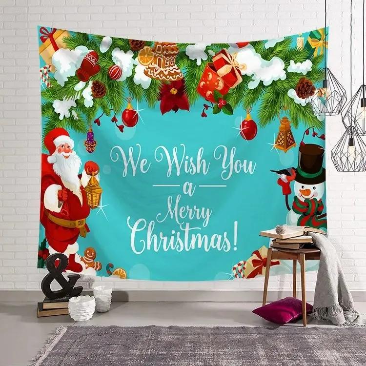 Christmas Pattern Tapestry Home Bedroom Living Room Wall Decoration Christmas Theme Tapestry