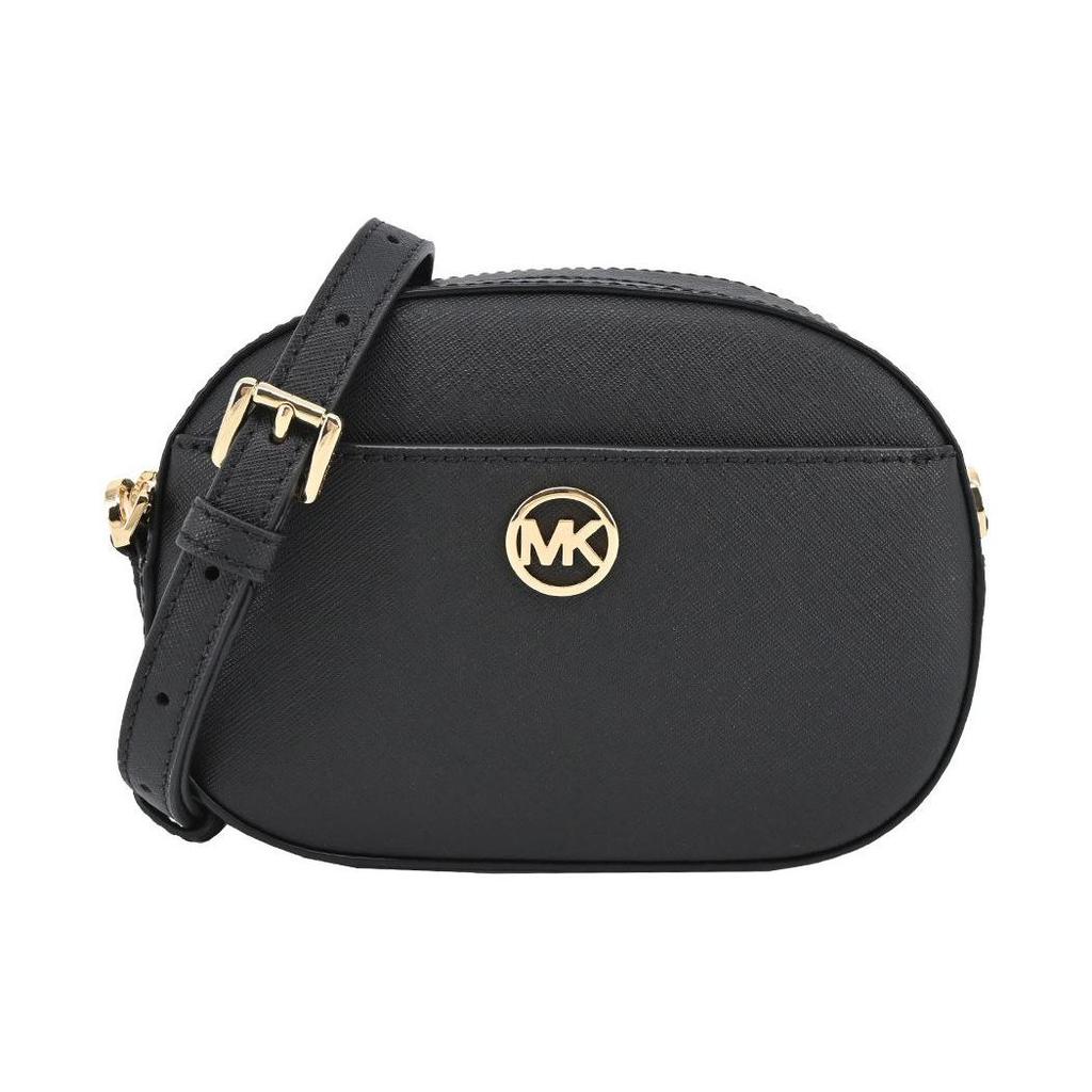 Michael Kors Jet Set Glam Round Logo Zipper Closure Leather Camera Bag Women Shoulder Bag Black 35S3G8GC1L-BLACK