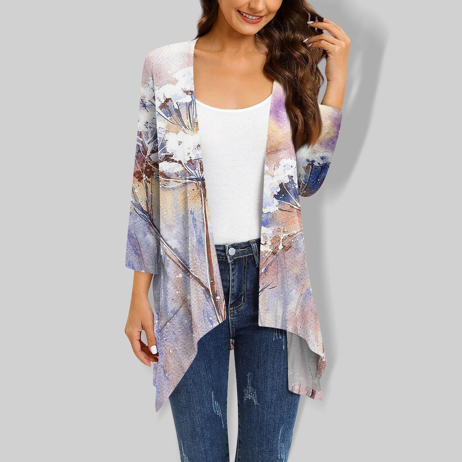 

Женский кардиган неправильной формы с градиентным принтом и рукавами три четверти, куртка с карманами XL