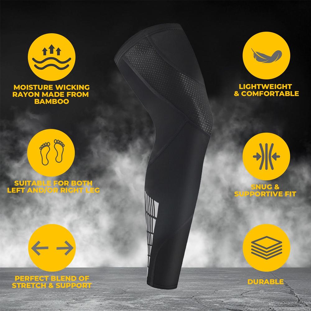 1Pair Long Leg Compression Sleeves For Running, Basketball, Cycling - Muscle Support, Joint Pai ,Secure Fit For Men,Women, Youth