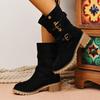 Fashion 2025 Women Boots Fashion Outdoor Comfortable Boots Solid High Quality Style Shoes Women Vintage Detachable Western Boots Women