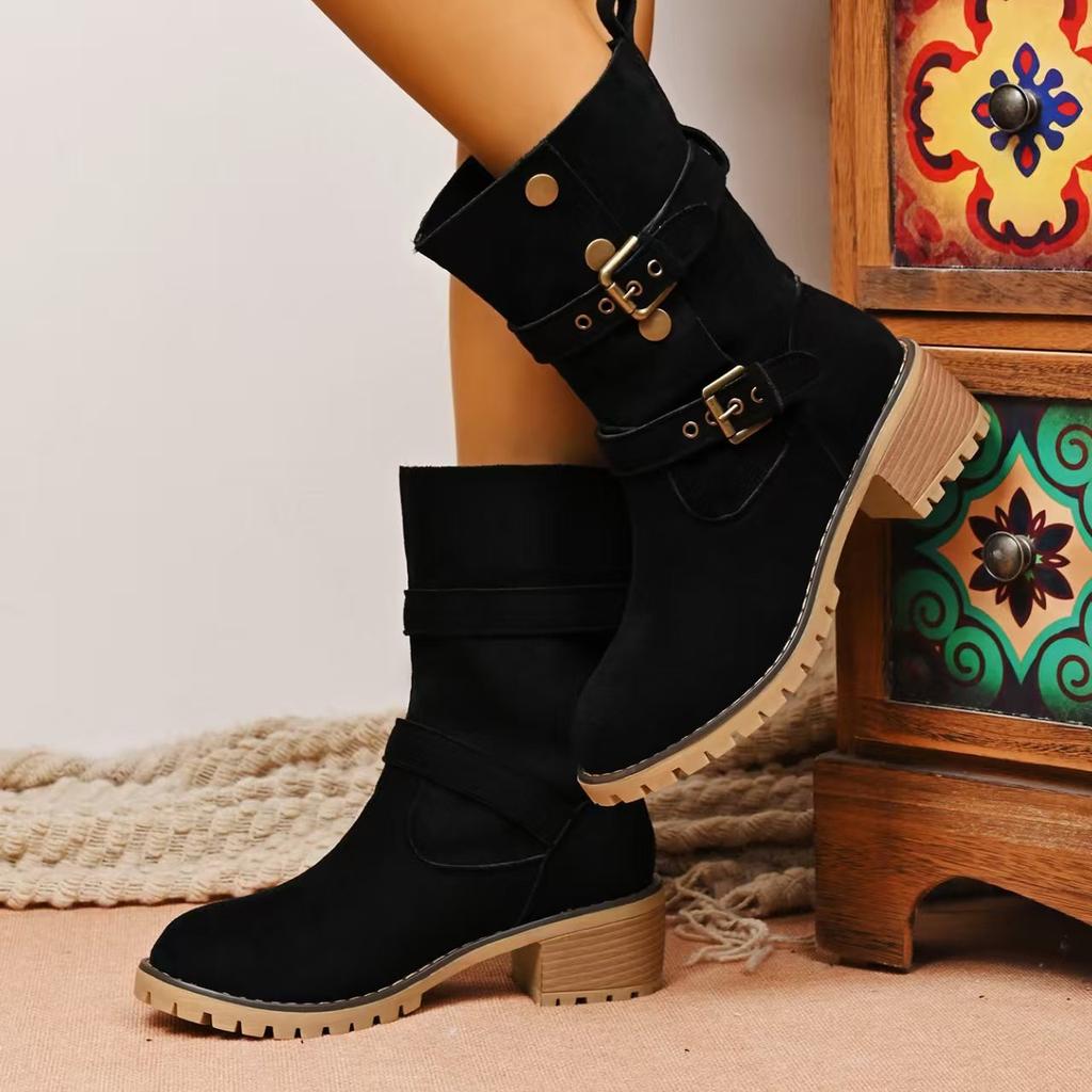Fashion 2025 Women Boots Fashion Outdoor Comfortable Boots Solid High Quality Style Shoes Women Vintage Detachable Western Boots Women
