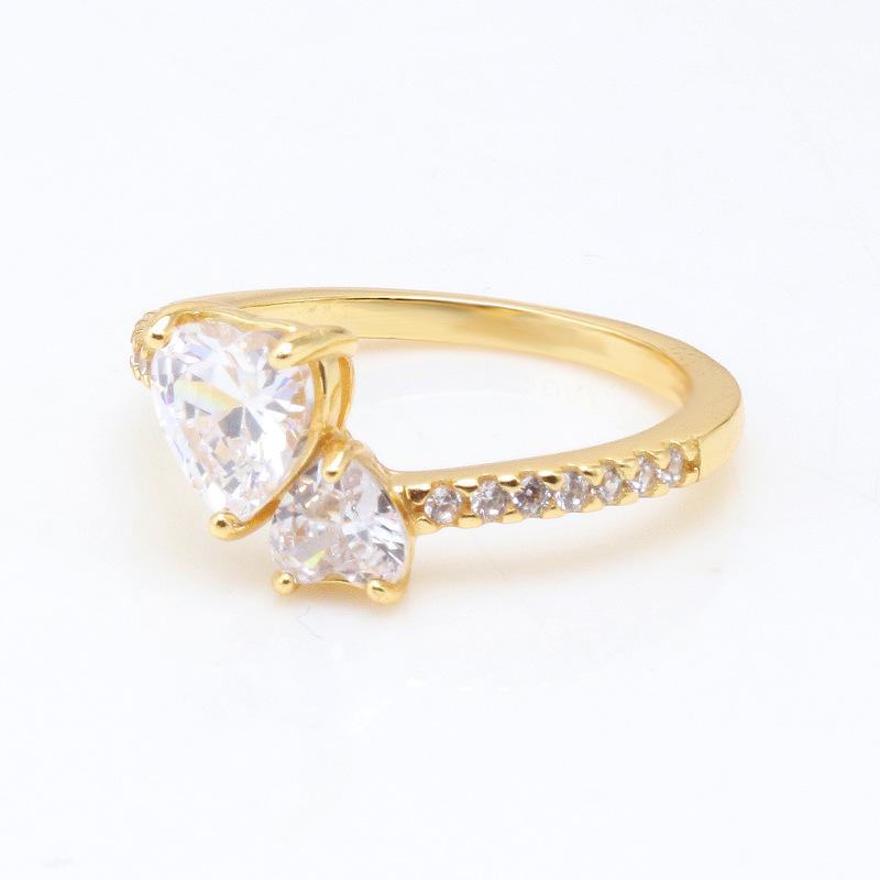 Goldener Glänzender Doppelherzring - Eleganter Modischer Herz zu Herz Liebesring, Perfektes Muttertagsgeschenk