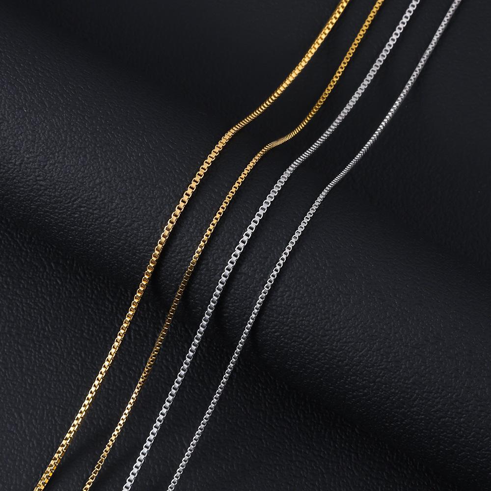 1.2mm Ultra Thin Square Box Chain Necklace Simple Men Stainless Steel Jewelry Fashion Clavicle Chain Accessories