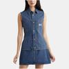 Calvin Klein Jeans Solid Color Lapel Single-Breasted Sleeveless Vest Women Vests Blue J223699-1A4