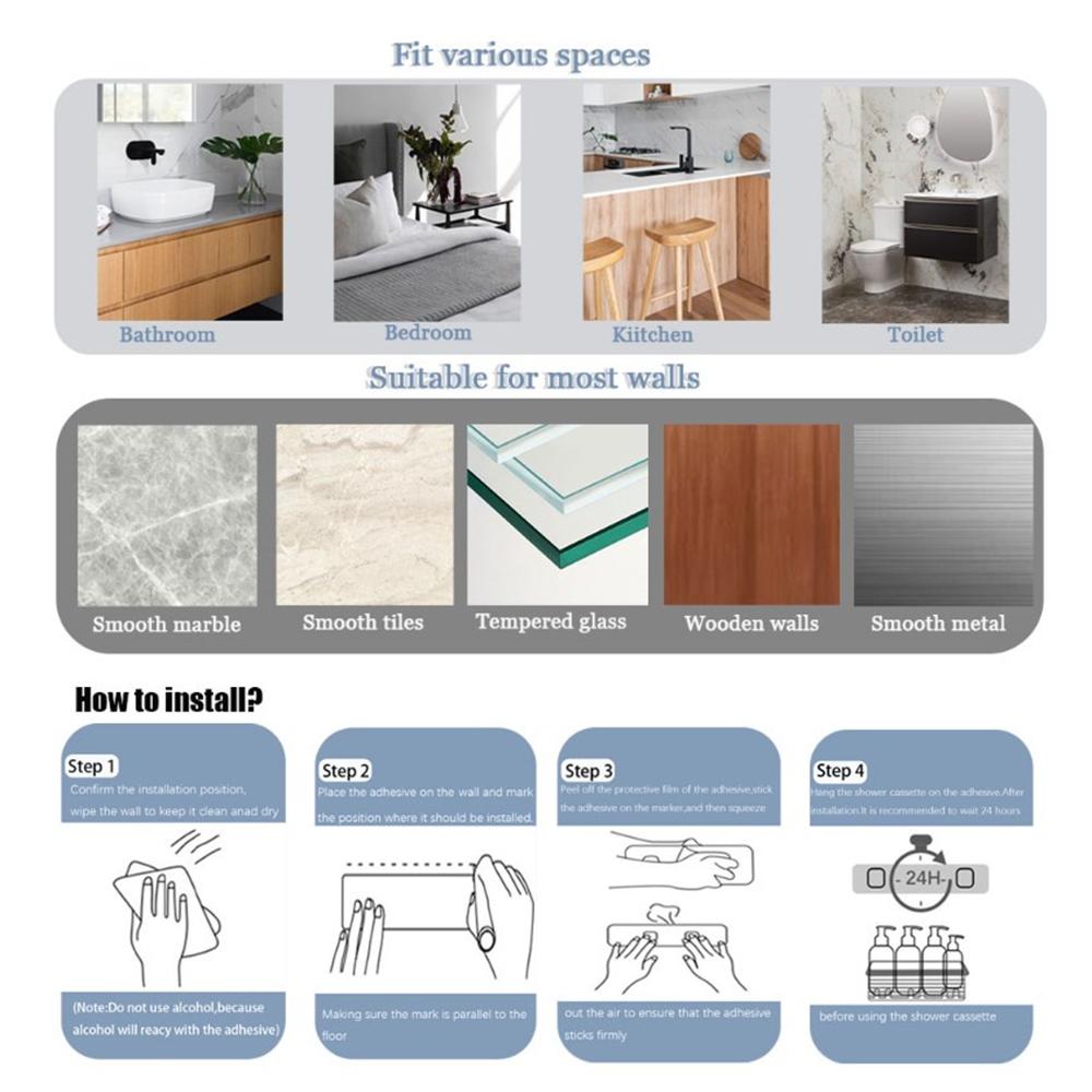 6Pcs Set 6-Hook Style Punch-Free Carbon Steel Storage Basket Bathroom Draining Organization Rack