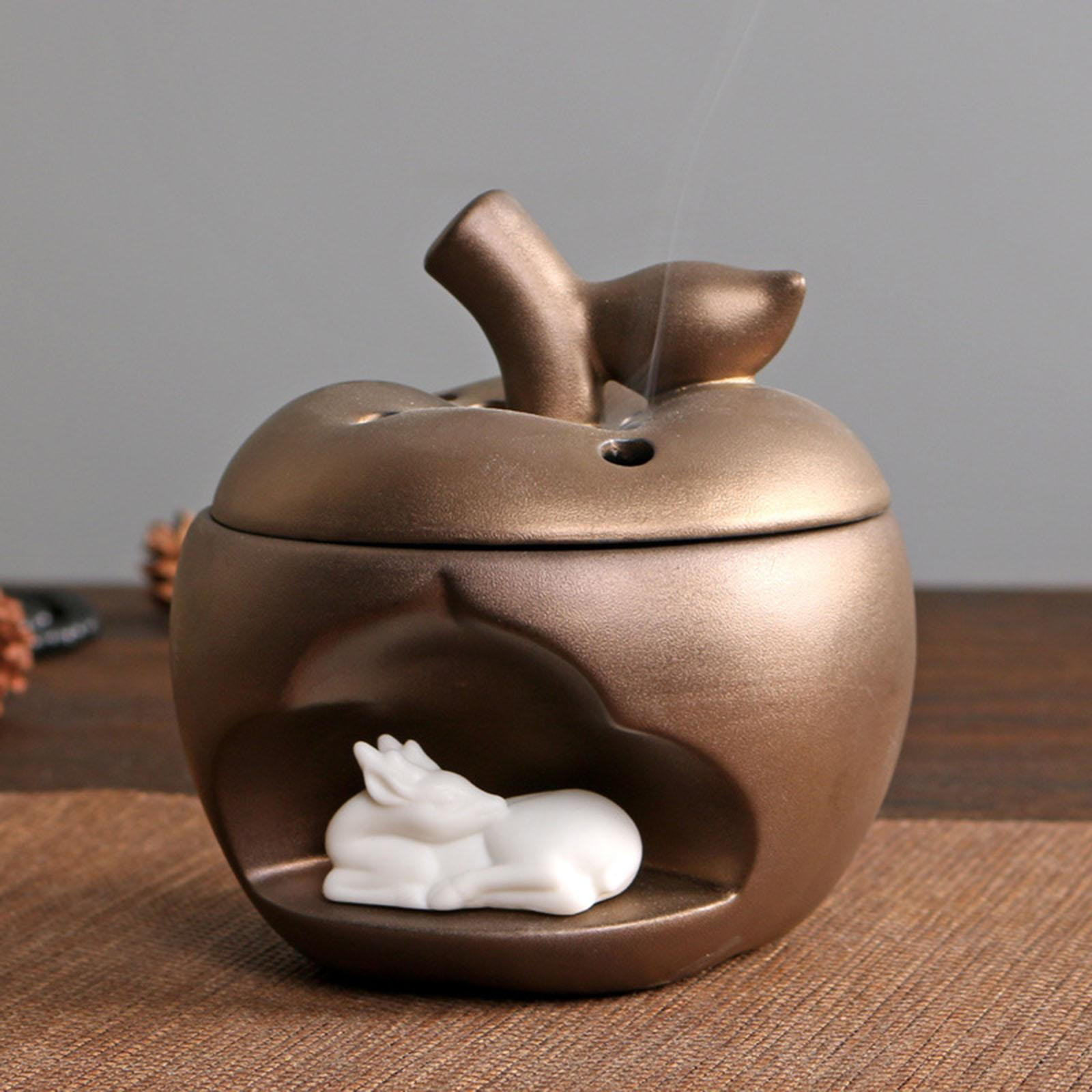 

Элегантная керамическая курильница с крышкой — украшение интерьера для ароматерапии золотистый