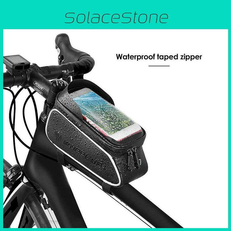 Polyester Bicycle Front Tube Pouch Bag With Transparent Tpu Screen**