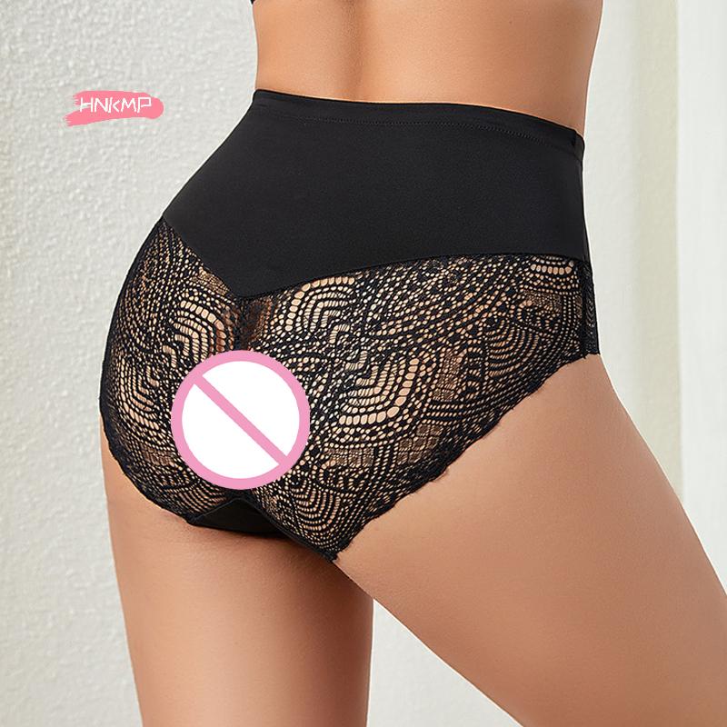 Women's High Waist Panties Sexy Underpants Spliced Lace Lingerie Bowknot Cotton Crotch Thongs Perspective Solid Color Underwear