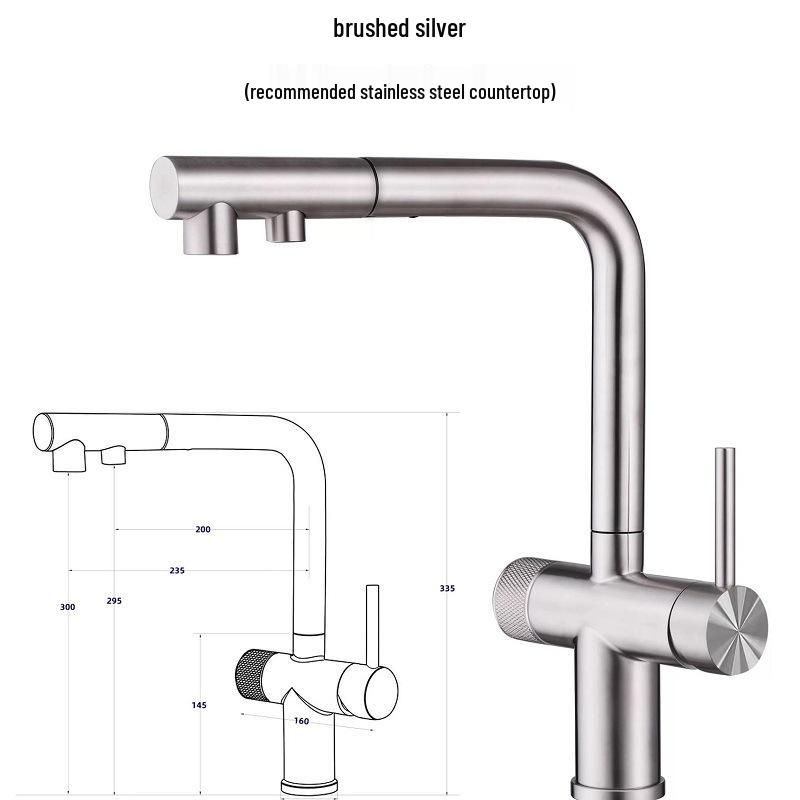 

Телескопический выдвижной кухонный смеситель из нержавеющей стали 304 с очистителем воды