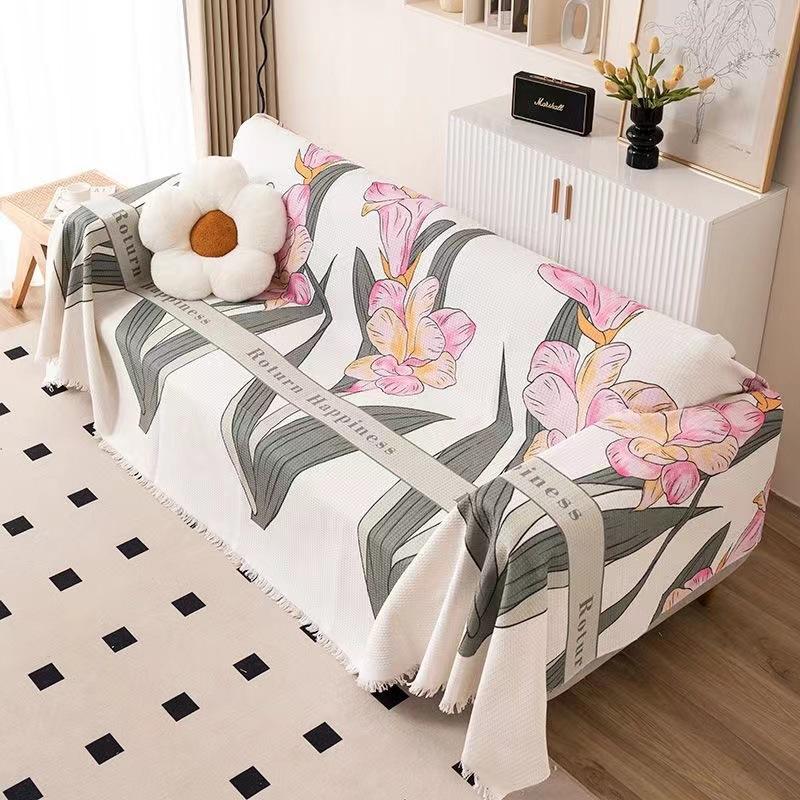 Rural Flower Printed Sofa Towel For Living Room Cozy Warm Knee Blanket For Office Durable Sofa Protector For All Seasons