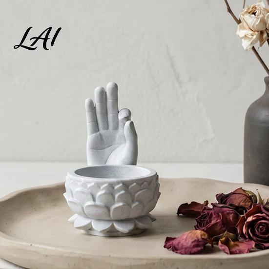 Versatile Storage Bowl 3D Printed OK Buddha Hand Lotus Flower Pot Zen Style Mini Planter Jewelry Tray Desktop Organizer for Succulents Jewelry