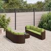 VidaXL Garden Furniture Set with Cushions 9 Pcs Brown Wicker, Outdoor Sofa Set, Garden Corner Sofa, 3308430