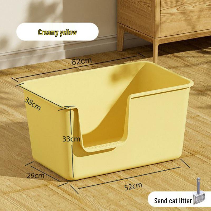 Extra-Large Semi-Enclosed Cat Litter Box - Anti-Splash, Spacious Design