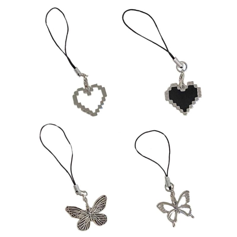 Love Heart Phone Pendant Novel Hollow Butterflies Tassels Y2k Girl Heart Niche Hollow Love Keychain Handmade Lanyard