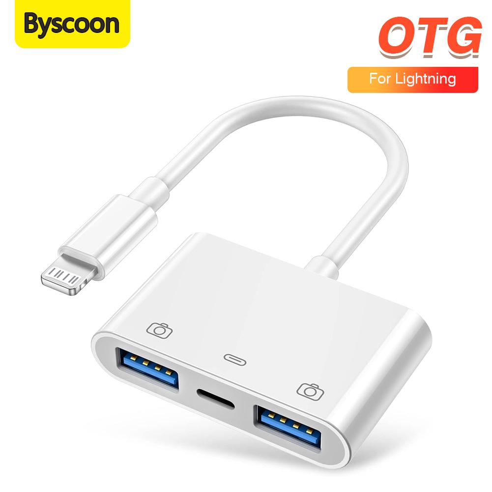 3in1 Lightning to USB/Lightning Card Reader for iPhone 14 13 12 11 Pro iPad Charging Converter For iOS OTG Adapter 3