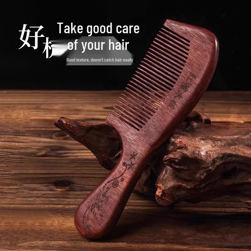 Anti-Static Pear & Peach Wood Comb: Hair Loss Prevention for All Genders