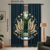 Light Filtering Exotic Black Golden Floral Polyester Curtains Style Decorative Semi Curtain Set Of 2 Contemporary Made With Rod Pocket Washable