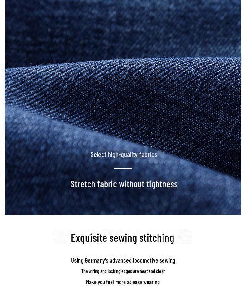 Men's High Waist Straight-Leg Jeans with Slant Pockets for Autumn/Winter - Casual, Large Size, and Versatile for Middle-Aged and Elderly.