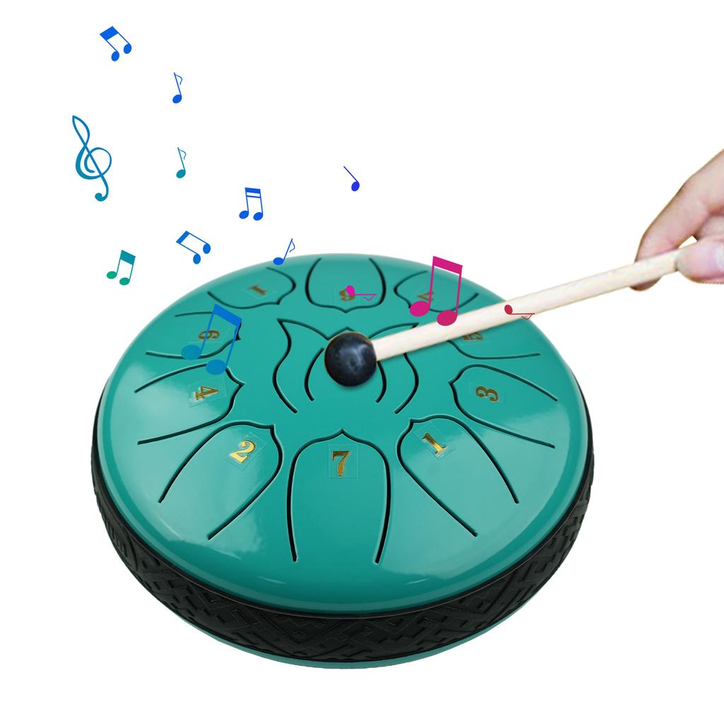 6 Inch Steel Tongue Drum 11 Notes Rain Drum Portable Percussion Instrument with Drum Mallets for Meditation Yoga