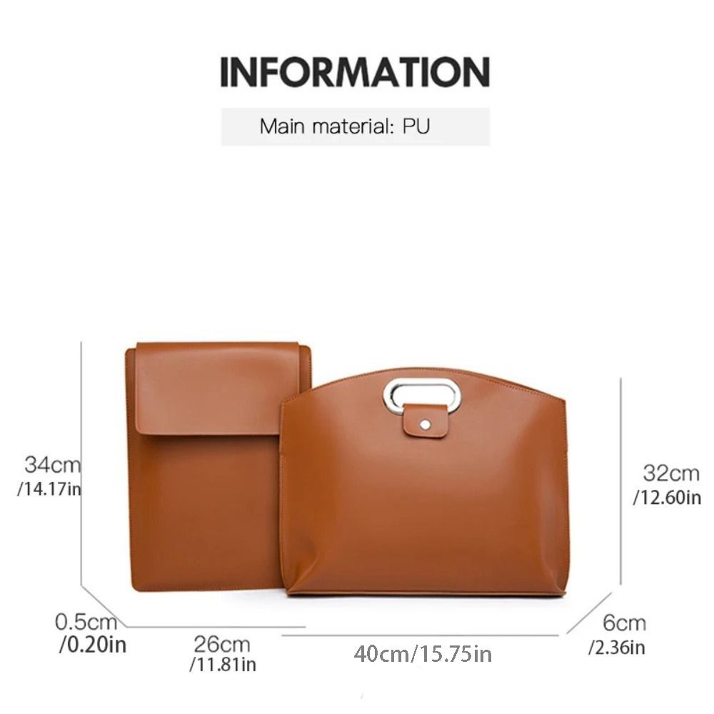 PU Office Document Tote Bag Large Capacity Briefcases Simple File Bag Travel