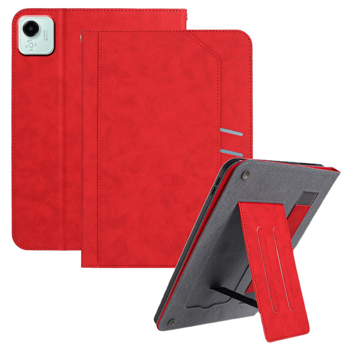 

For Honor Pad X9 Pro/X9a Stand Case Auto Wake/Sleep PU Leather Tablet Cover with Wallet/Hand Strap Red