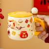 Year of the Dragon Magnetic Mug with Lid Spoon Cute Ceramic Water Cup Girls High Value Cartoon Office Couple Mug