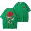 Unisex Sommer Baumwolle Rote Rose Gewickeltes Band Bedrucktes T-Shirt Atmungsaktiv Groß Lässig Locker T-Shirt Kurzarm