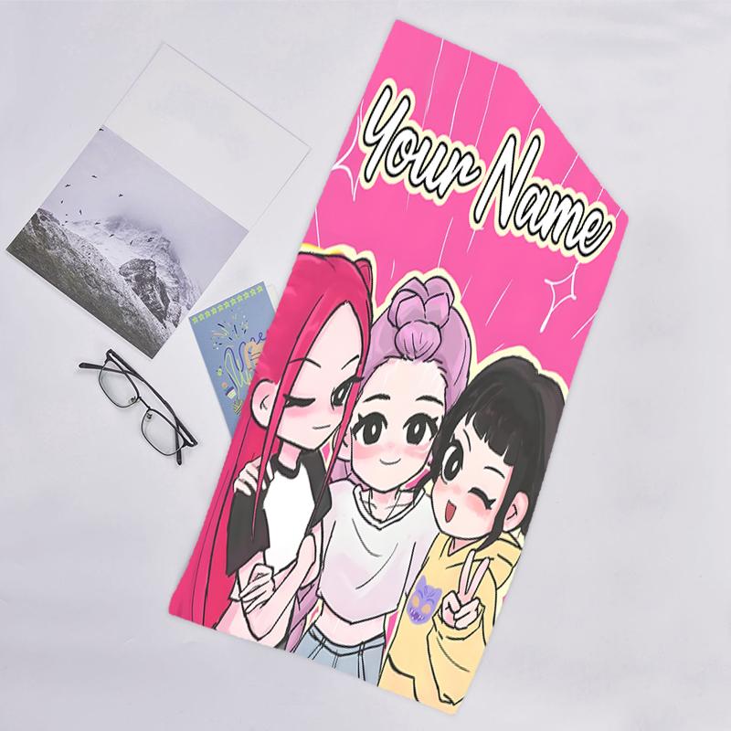 1pc KPop Demon Hunters28 Beach Towel with Custom Name, Beach/Swimming/Bath/Picnic/Camping Towel, Suitable for Seaside Beaches