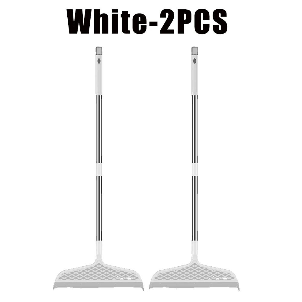 Long Handle Silicone Broom Waterproof Floor Scraper Pet Hair Catcher Multi Surface Cleaner for Bath Kitchen Hardwood Tiles