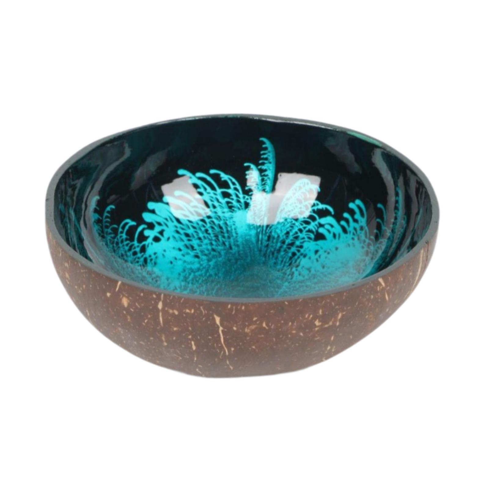 

Round Coconut Container with Pearl Inlay for Keys Candy Nuts Fruits Entryway синій