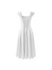 2025 Autumn/Winter Women's Retro Square Neck Dress with Hollow Back and Tie-up Detail