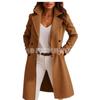 Brauner zweireihiger Trenchcoat mit Reverskragen und Gürtel