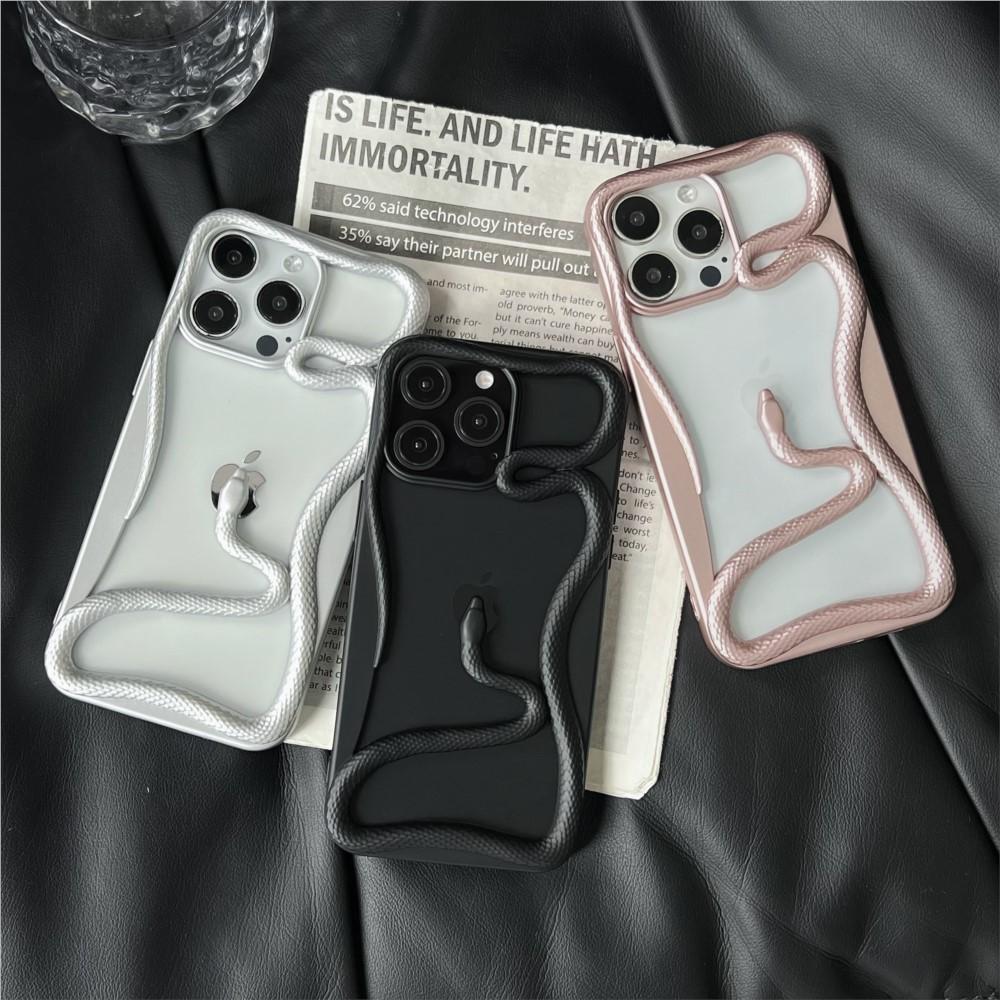Custodia Creativa 3D Snake Placcata Vuota Dissipa Calore per iPhone 16 15 14 Plus 13 12 11 Pro Max Divertente Antiurto Morbida