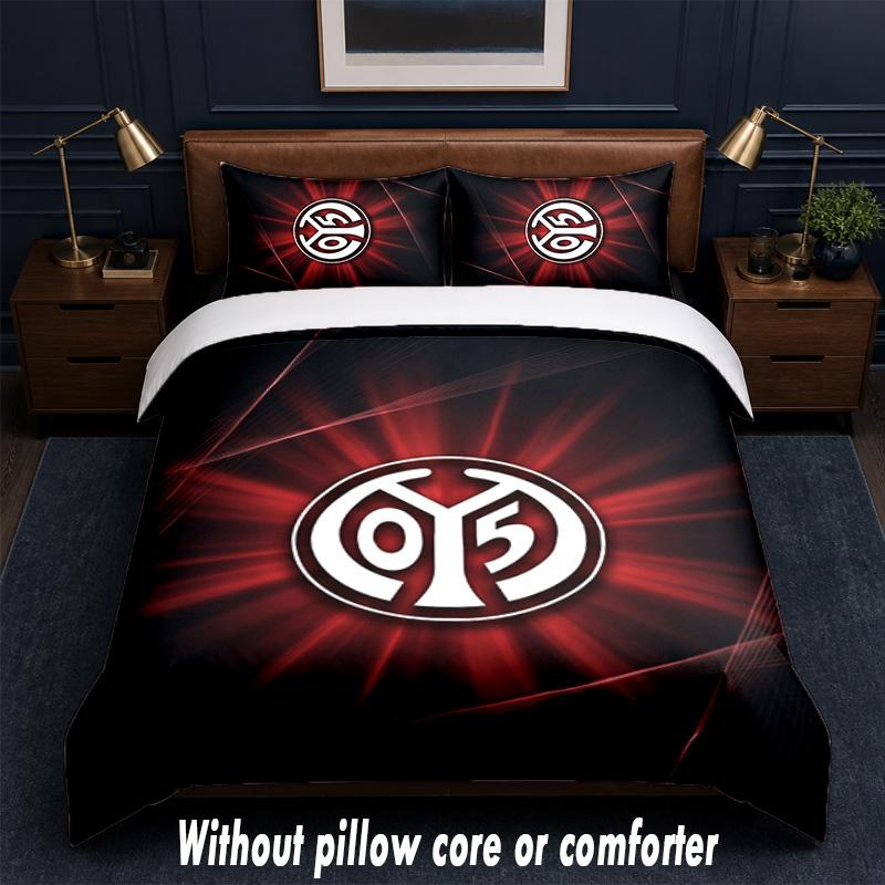 Mainz FC Design Bed Bedding Set 1 Duvet Cover + 2 Pillowcases Soft Breathable Household Bed Linens