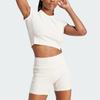 Adidas Lounge Ribbed Crop Tee With Logo Women Tops Light-Brown IP2272