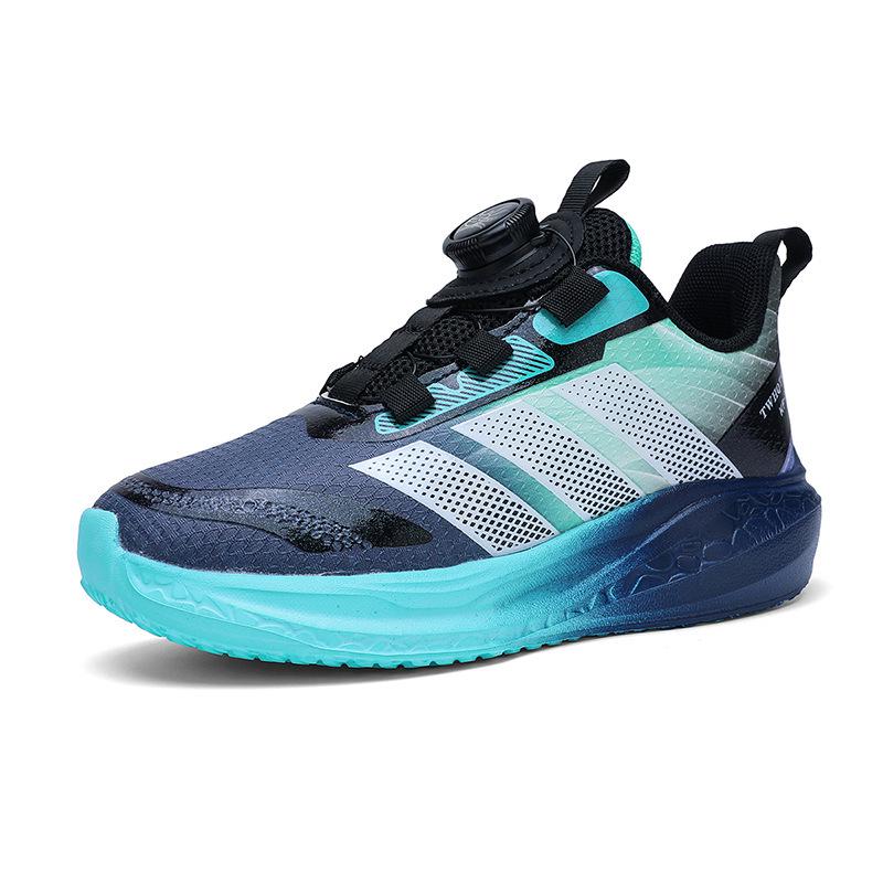 2025 Boys' Waterproof Sports Shoes: Rotating Fastener, Leather Finish, Non-Slip Soft Sole for Spring/Autumn