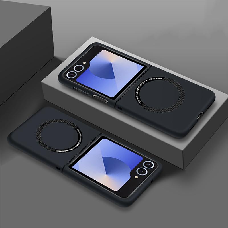 

Luxury Matte Magnetic Anti-fingerprint For Magsafe Case For Samsung Galaxy Z Flip 7 6 5 4 3 Car adsorption Shockproof Hard Cover For Galaxy Flip 7 чорний