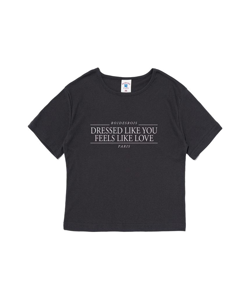 ROIDESROIS Like You Minimal Lettering Crop Short Sleeve T-Shirt (Navy)