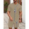 Summer Men's Personalized Two-piece Short-sleeved Cartoon Duck Print Drawstring Shorts Fashion Outdoor Large Size Sports Suit