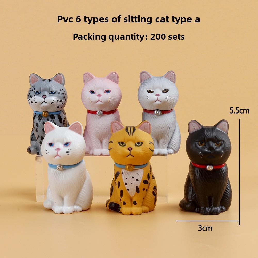 Mini Cat Pvc Animal Desktop Figurine With Creative Design For Home Decor Collection CatA