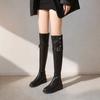 2025 Autumn/Winter New Women's Over-the-Knee High Heel Slim Leg Furry Boots Chunky Heel High Shaft Sexy Slimming Long Boots