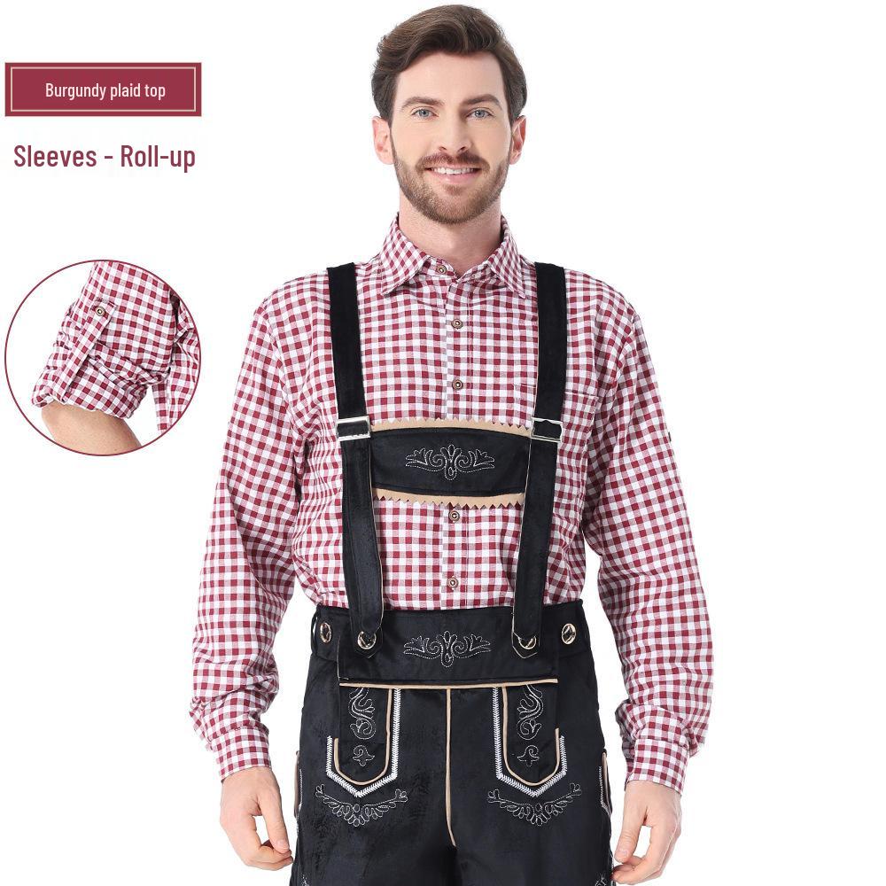 Oktoberfest Karobluse & Bestickte Latzhose Halloween Cosplay Outfit