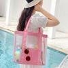 Storage Bag Beach Tote Bag PVC Travel Shoulder Bag Portable Transparent Mesh Bag  Washing