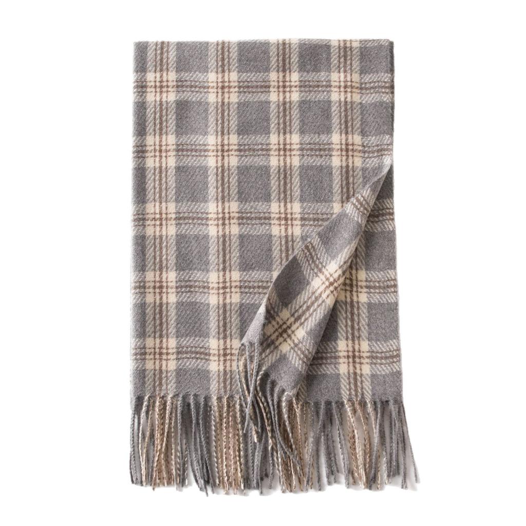 Korean Atmosphere Scarf for Women in Autumn and Winter Versatile for Couples Students Thickened Long Warm Plaid Shawl Dual Use