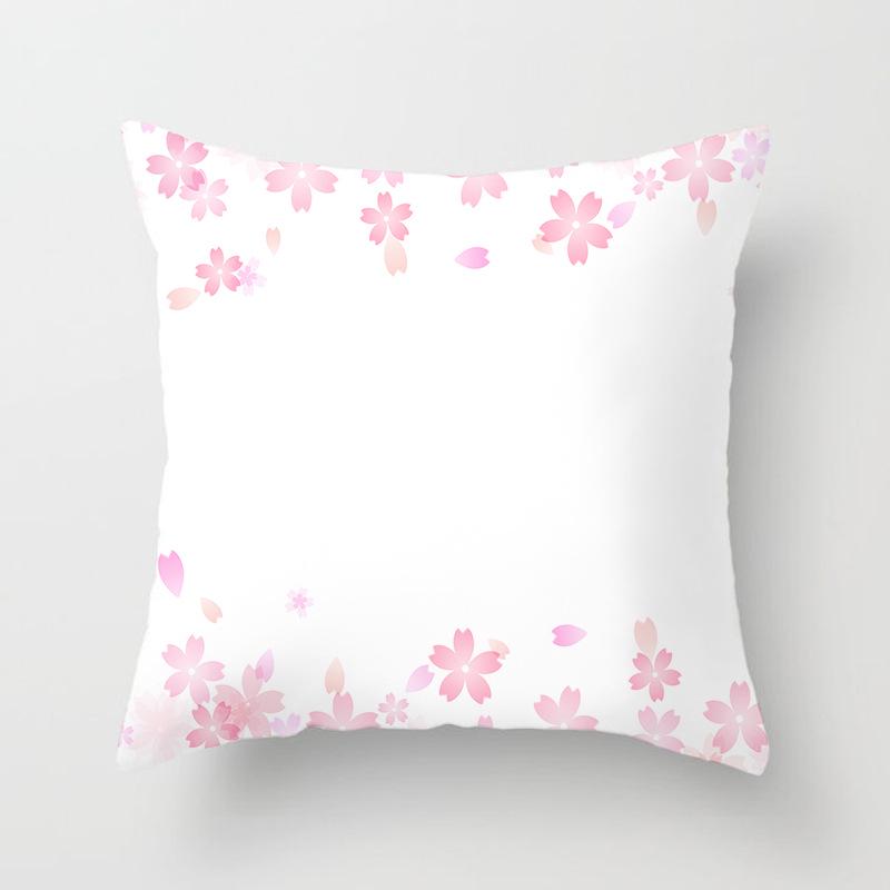 Peach Leather Velvet Fresh Pink Flower Pillowcase Home Sofa Pillow Cushion Cover Core-free