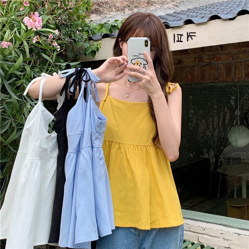 2023 Nové jednobarevné top bez rukávů dámské letní design s volánkovým okrajem Temperamentní tílko