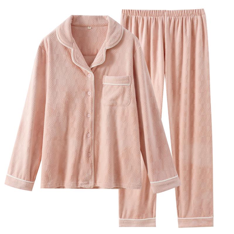 Herbst/Winter Sea Island Samt Partner-Pyjamas: Damen Warm & Herren Verdicktes Korallenfleece Hauskleidung