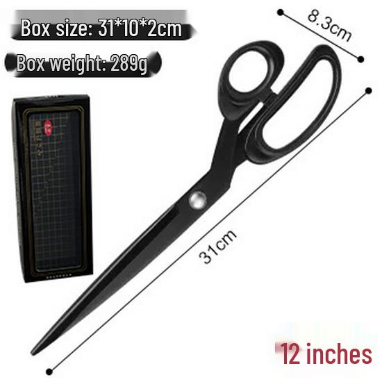 Professional Fabric Cutting Scissors: Tailoring, Dressmaking, Household Sewing, Crafting - Large, Blackened